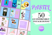 50 Instagram Post Templates Pastel, a Social Media Template by Daily Creative (Thumbnail 1 of 5)