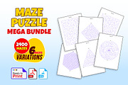 Mazes Puzzle Mega Bundle | 2400 Maze, a Stationery Template by Graphic Template (Thumbnail 1 of 2)