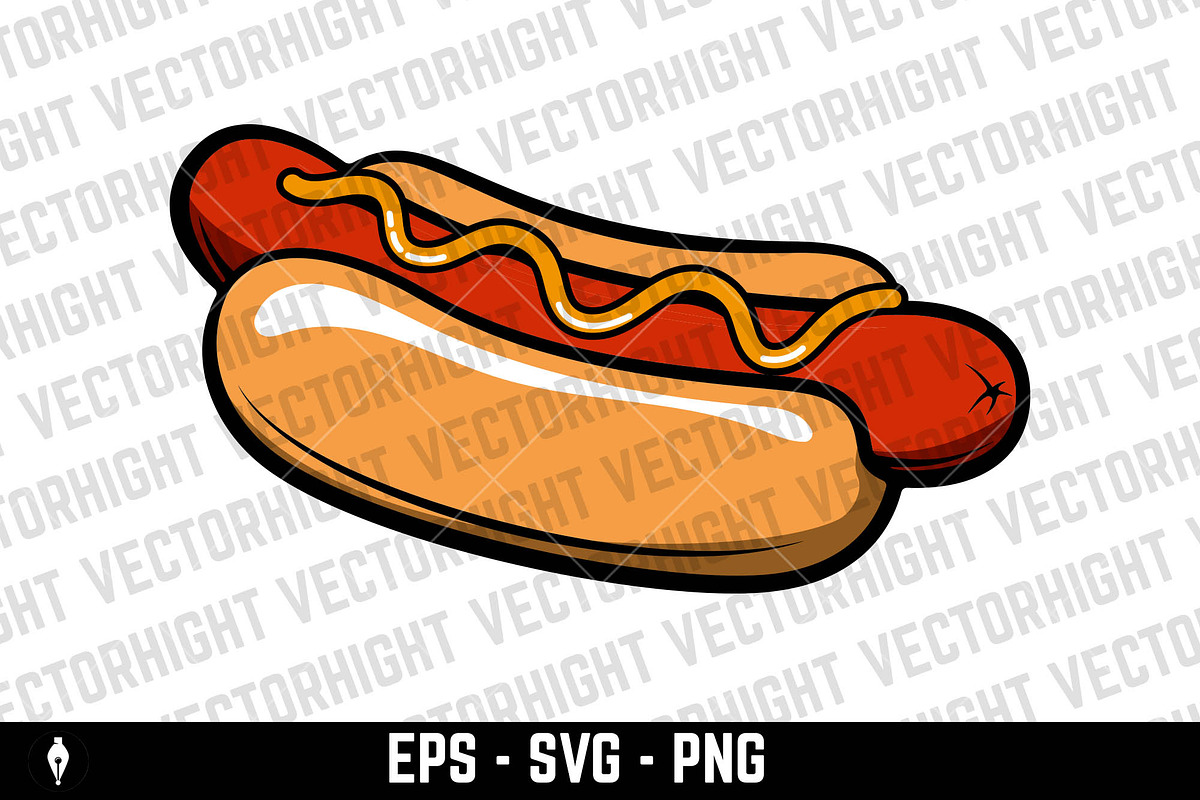 Hot dogs. Hot dog in retro style, a Food Illustration by Vectorhight