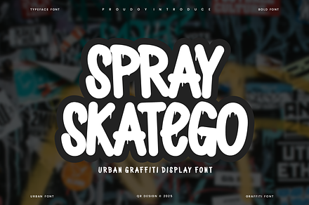 Spray Skatego - Urban Graffiti Font, a Sans Serif Font by QR Design Studio
