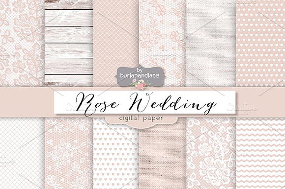 Rose rustic wedding digital paper preview 2