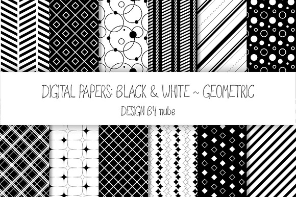 Geometric Seamless Patterns - Black preview 2