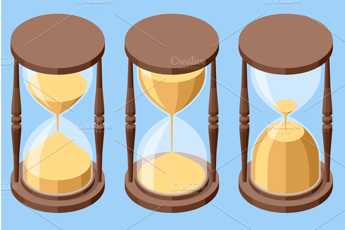 Isometric hourglass set with, a Person Illustration by Golden Sikorka