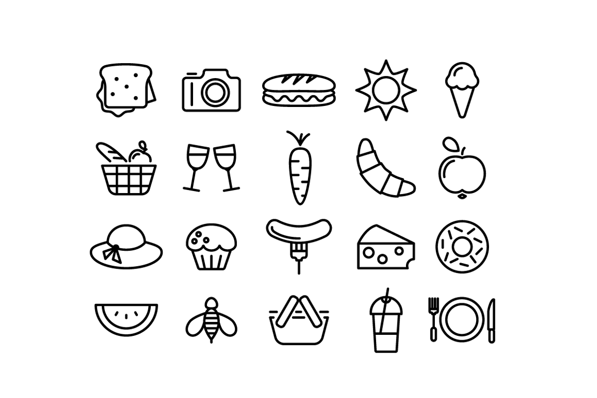 PICNIC - vector line icons, an Outline Icon by marusdesign