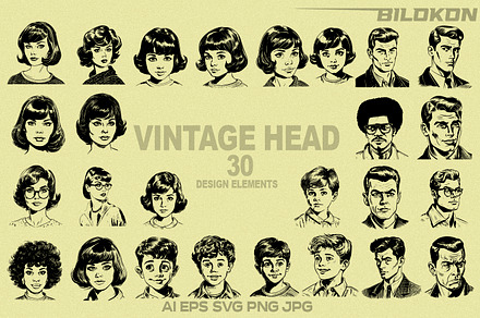 Vintage Head, Retro Head, SVG Bundle