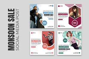 Monsoon Sale Social Media Post, a Social Media Template by Designgrove