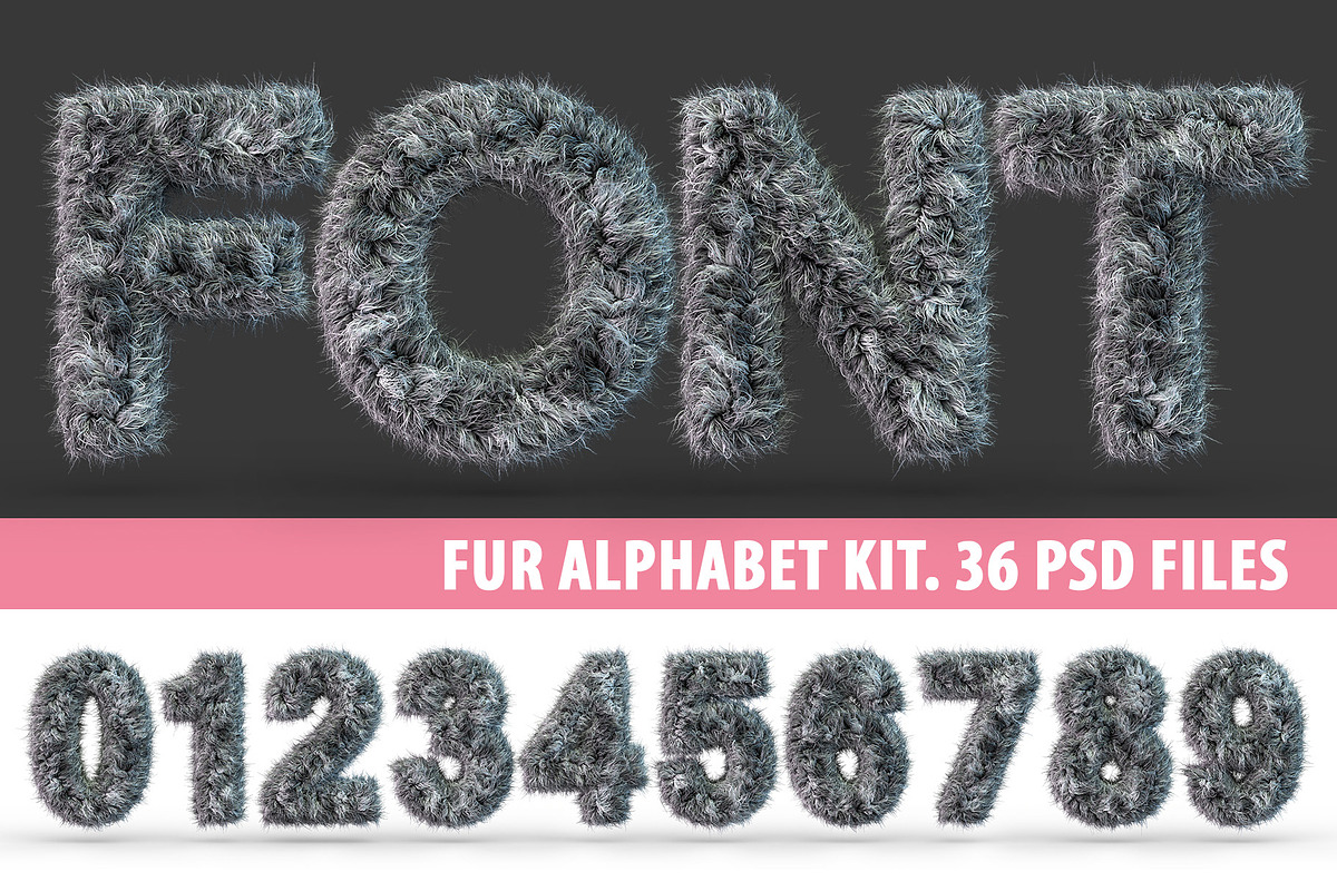Uppercase fluffy and furry GRAY font, a Background Graphic by 3D Graphics Shop (Photo 1 of 3)