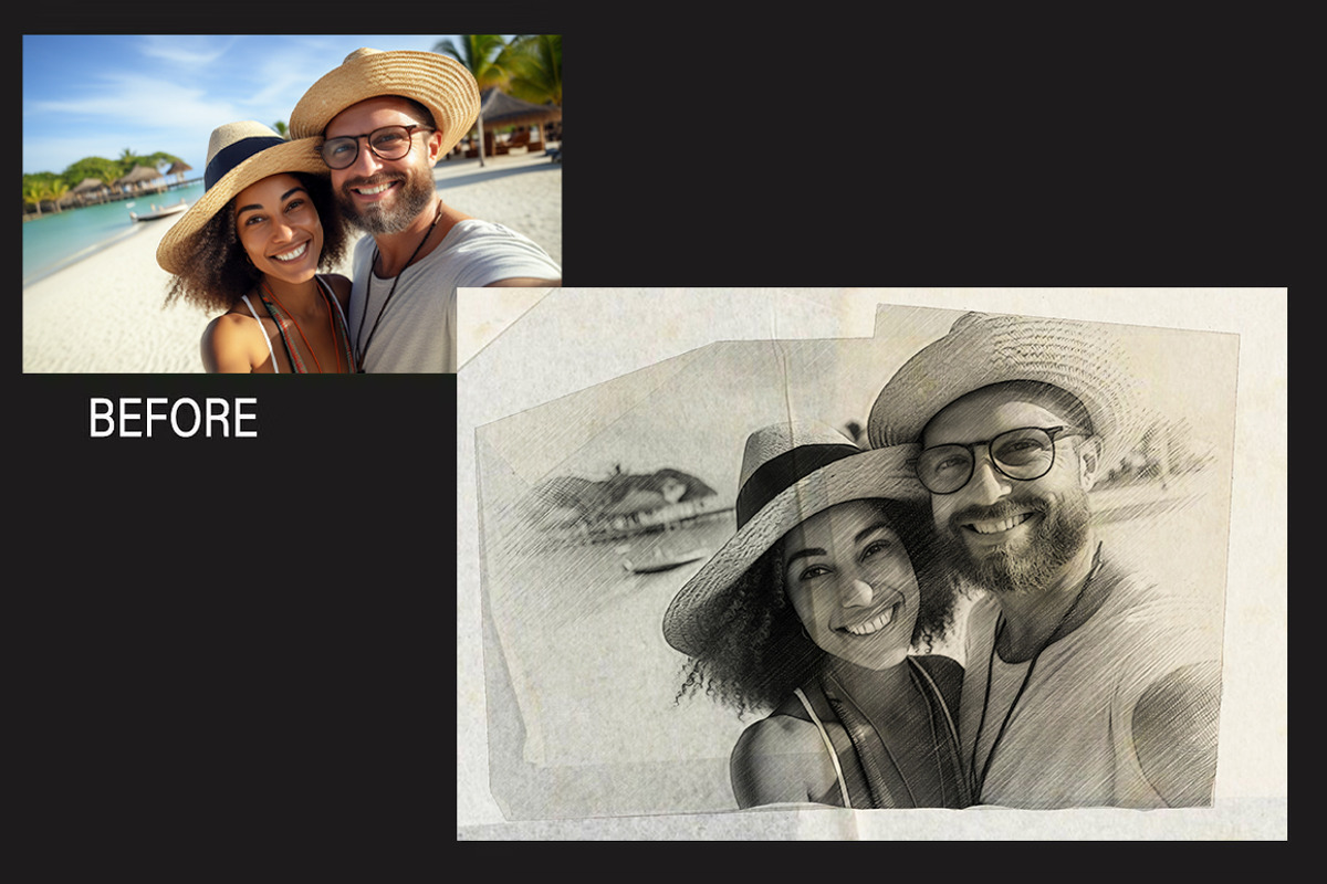 Old Sketch Photoshop Template, an Action Add-On by 3d_model_tifotizi (Photo 2 of 5)