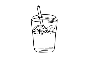 Refreshing drink to go, doodle, a Food Illustration by Tati_Kli