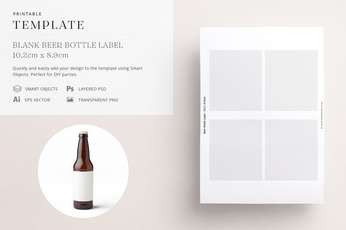 Blank Beer Bottle Label Template, a Stationery Template by Studio Sirona