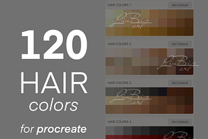 120 Procreate Hair Color Palette