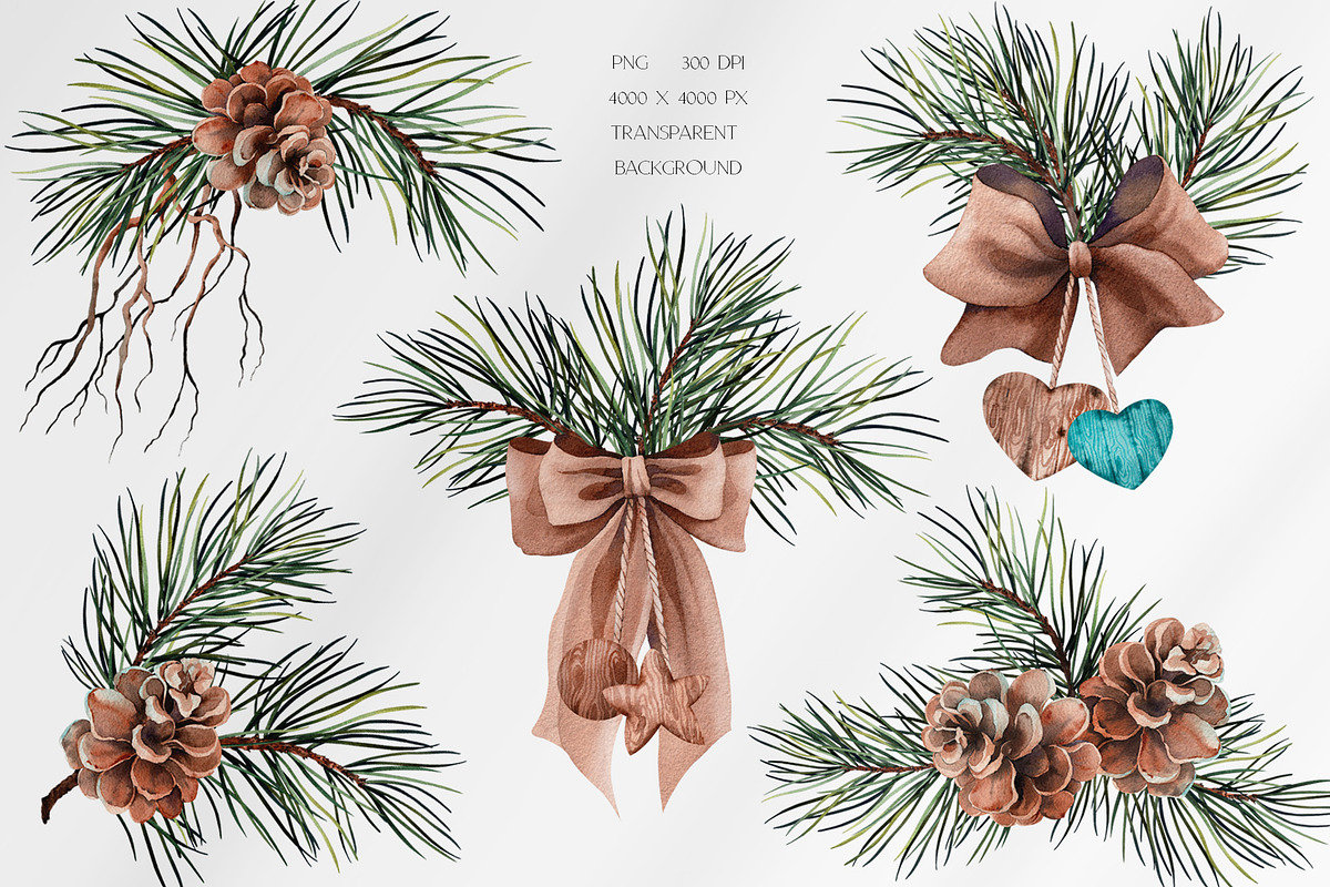 Christmas Pine Branches & Wood Decor, a Decorative Illustration by Jeanna Draw (Photo 5 of 15)