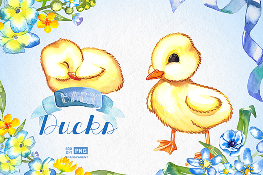 Baby Duck baby shower clip art, an Animal Illustration by CpandoShop