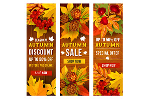 Autumn Sale And Discount Price Banner Template Set