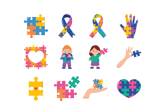 Autism Awareness Icon Set preview 2