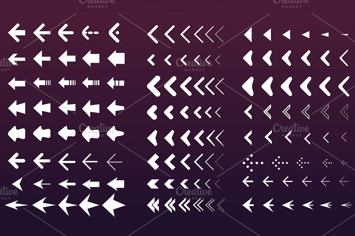 A large set of various arrows, a Solid Icon by ProArt