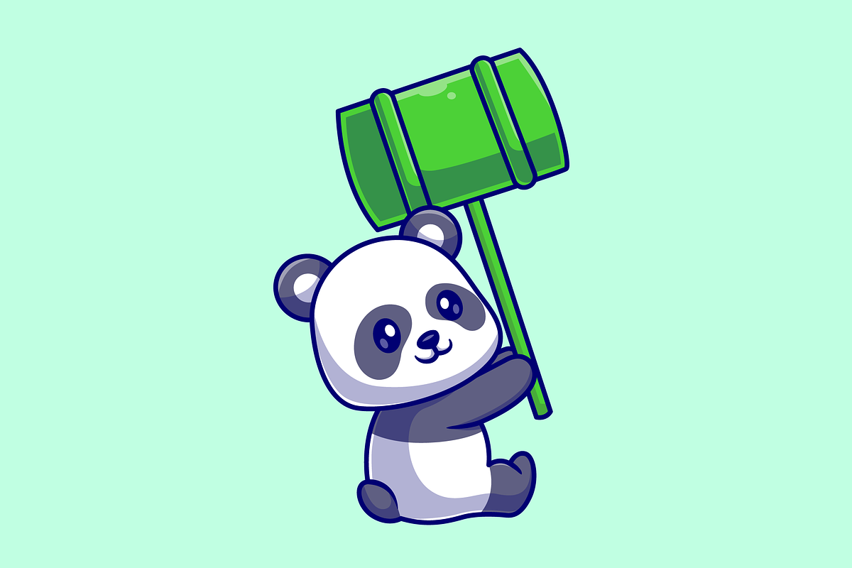 Cute Panda Holding Bamboo Balloon, an Animal Illustration by Catalyst Labs