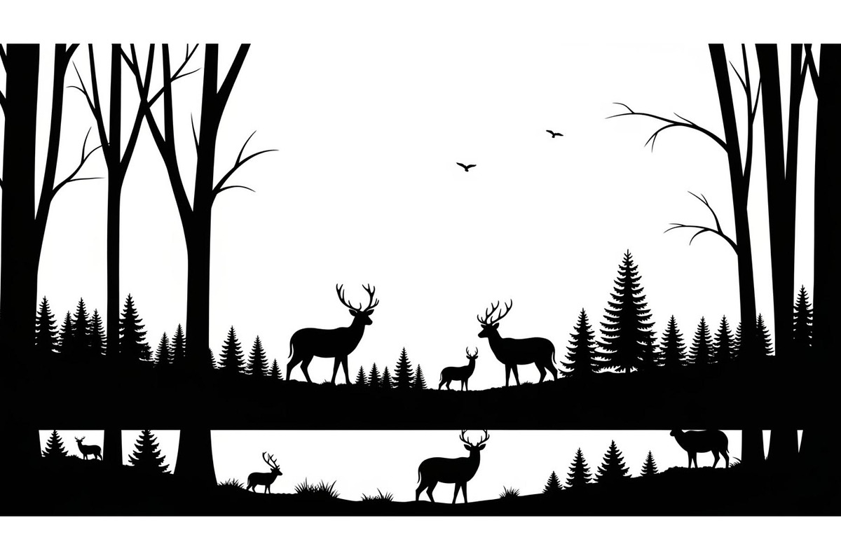 Wildlife Forest Silhouette Vector Bu, an Illustration by Designs_River (Photo 38 of 51)