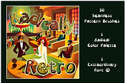 Retro 70s Pattern Brush Kit w Font, a Brush Add-On by Willow & Wheat (Thumbnail 1 of 5)