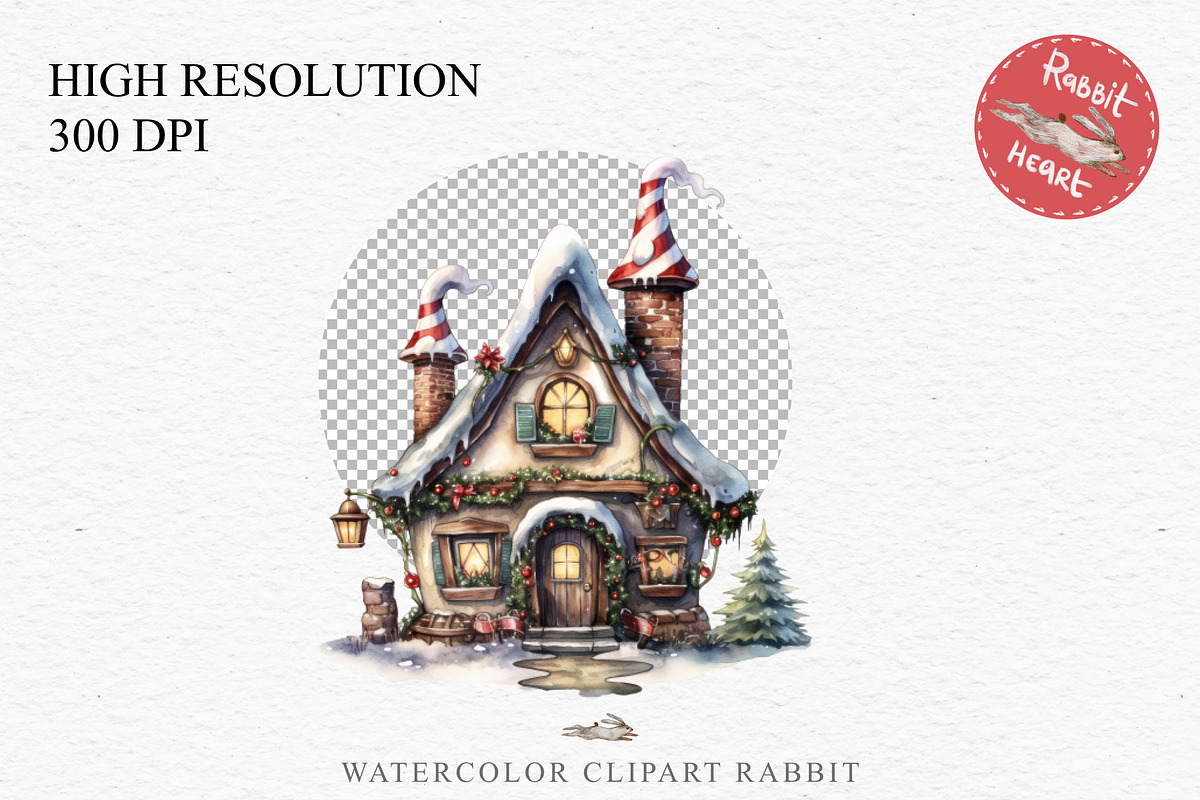 Christmas Santa House Winter Clipart, a Seasonal Illustration by Rabbit Heart (Photo 2 of 10)