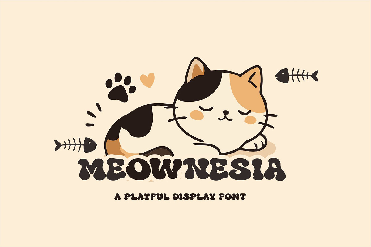 Meownesia–Cute Playful Display Font, a Handwritten Font by indranesia (Photo 2 of 2)