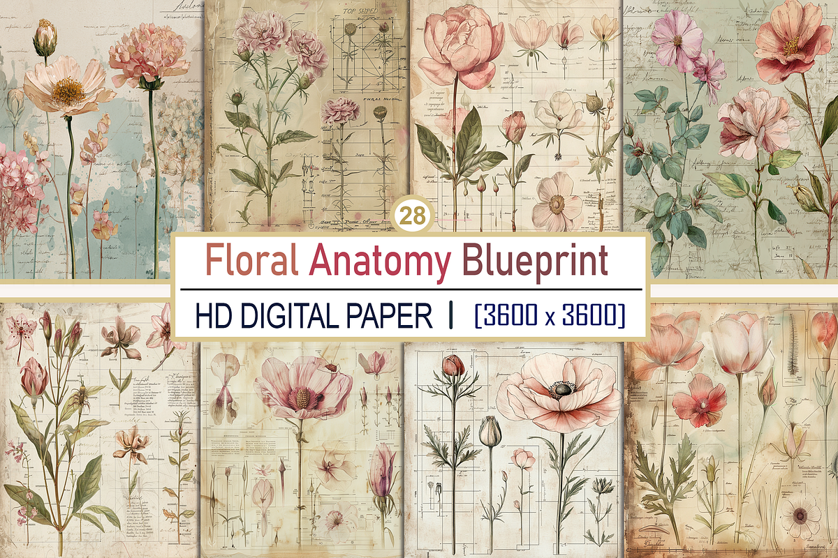 Floral Anatomy Blueprint, a Background Graphic by Printable Treasure (Photo 1 of 5)