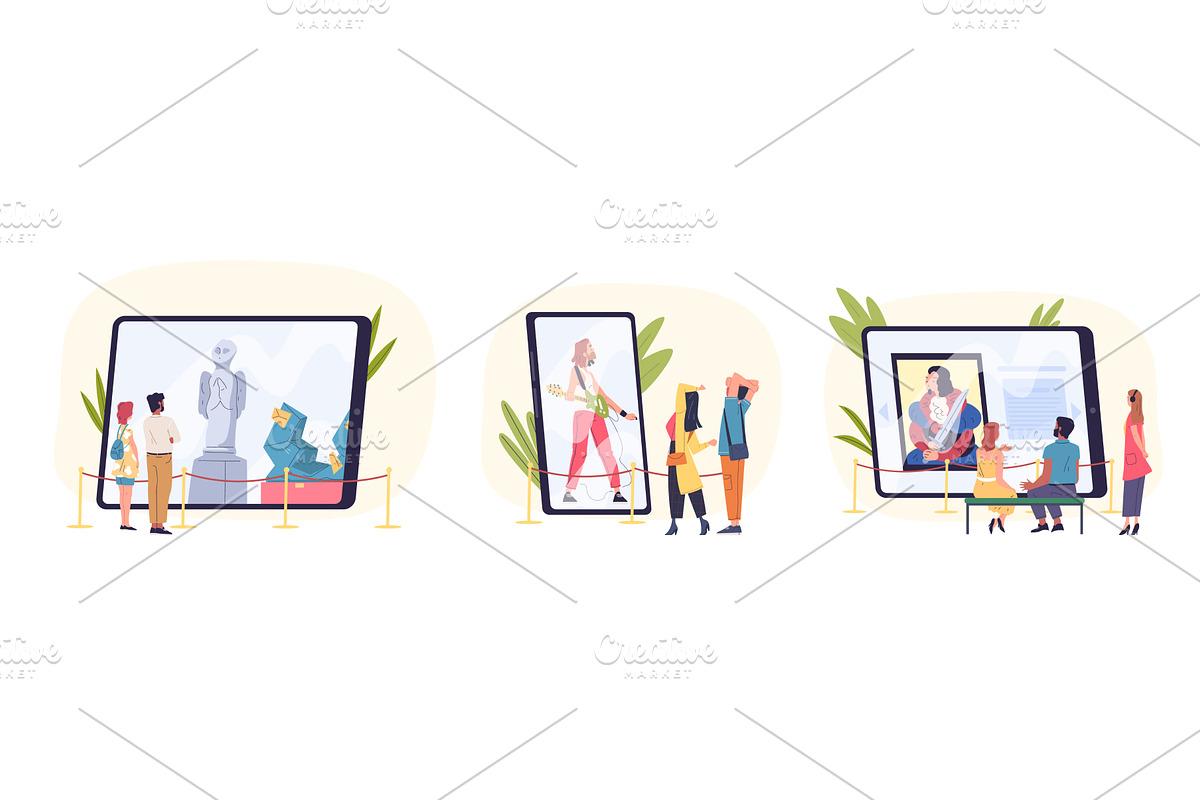 Museum online tour. People watch art, a Technology Illustration by Stock-Smart-Start