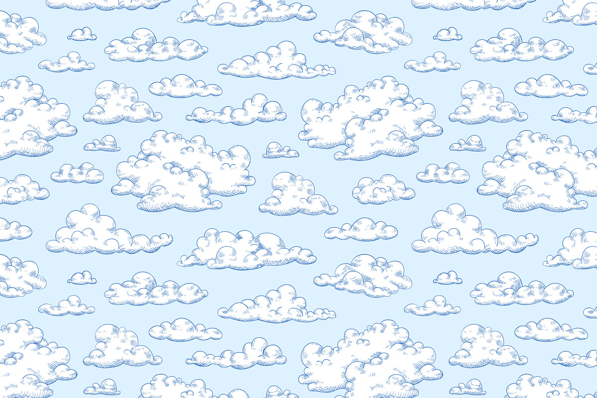 Fluffy clouds seamless patterns, a Pattern Graphic by Good Studio (Photo 3 of 5)