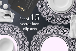 Set Of 15 Vector Lace Cliparts