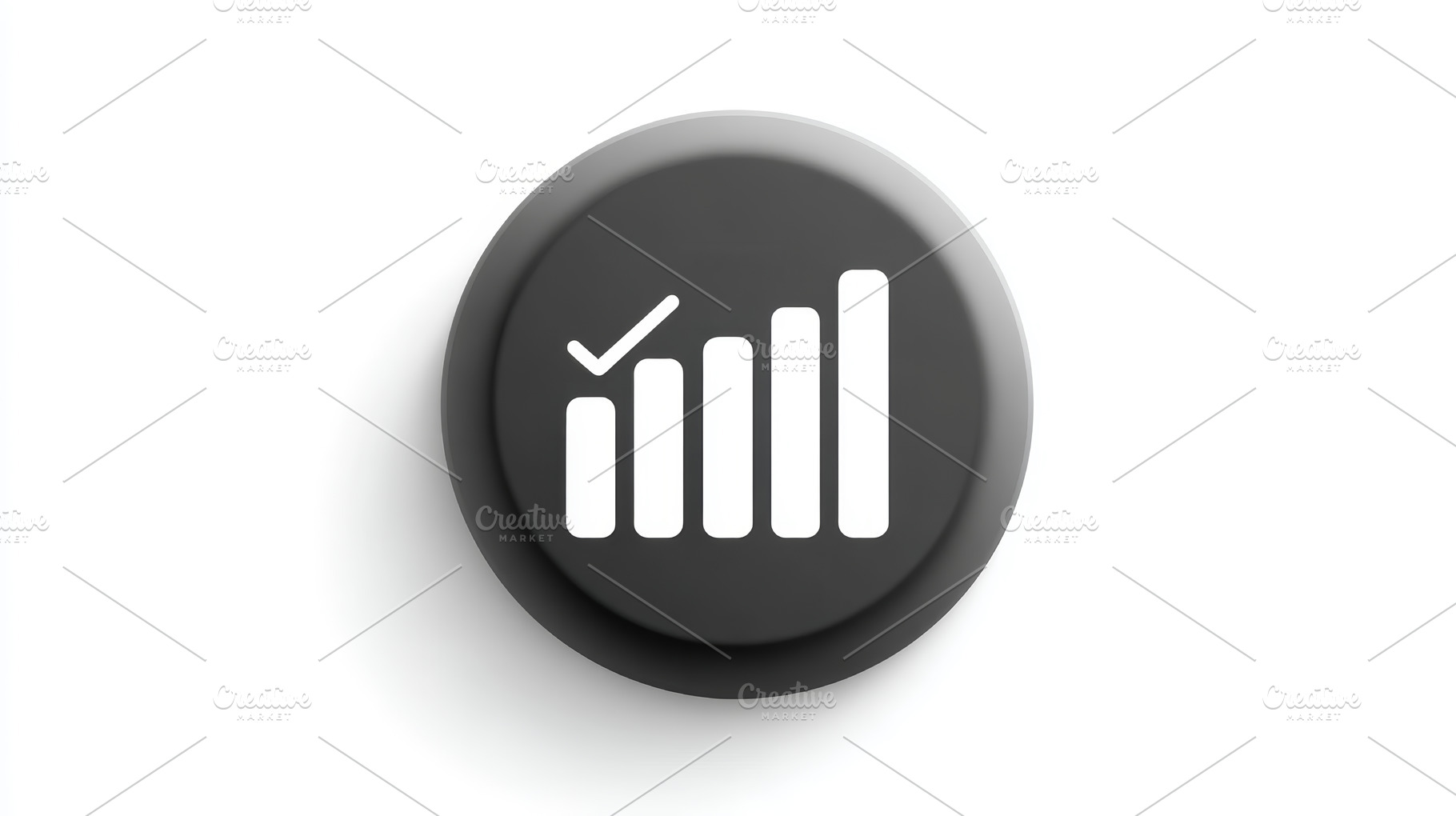 Business growth concept icon showing rising bar chart and success checkmark on, a Photo by AS photostudio