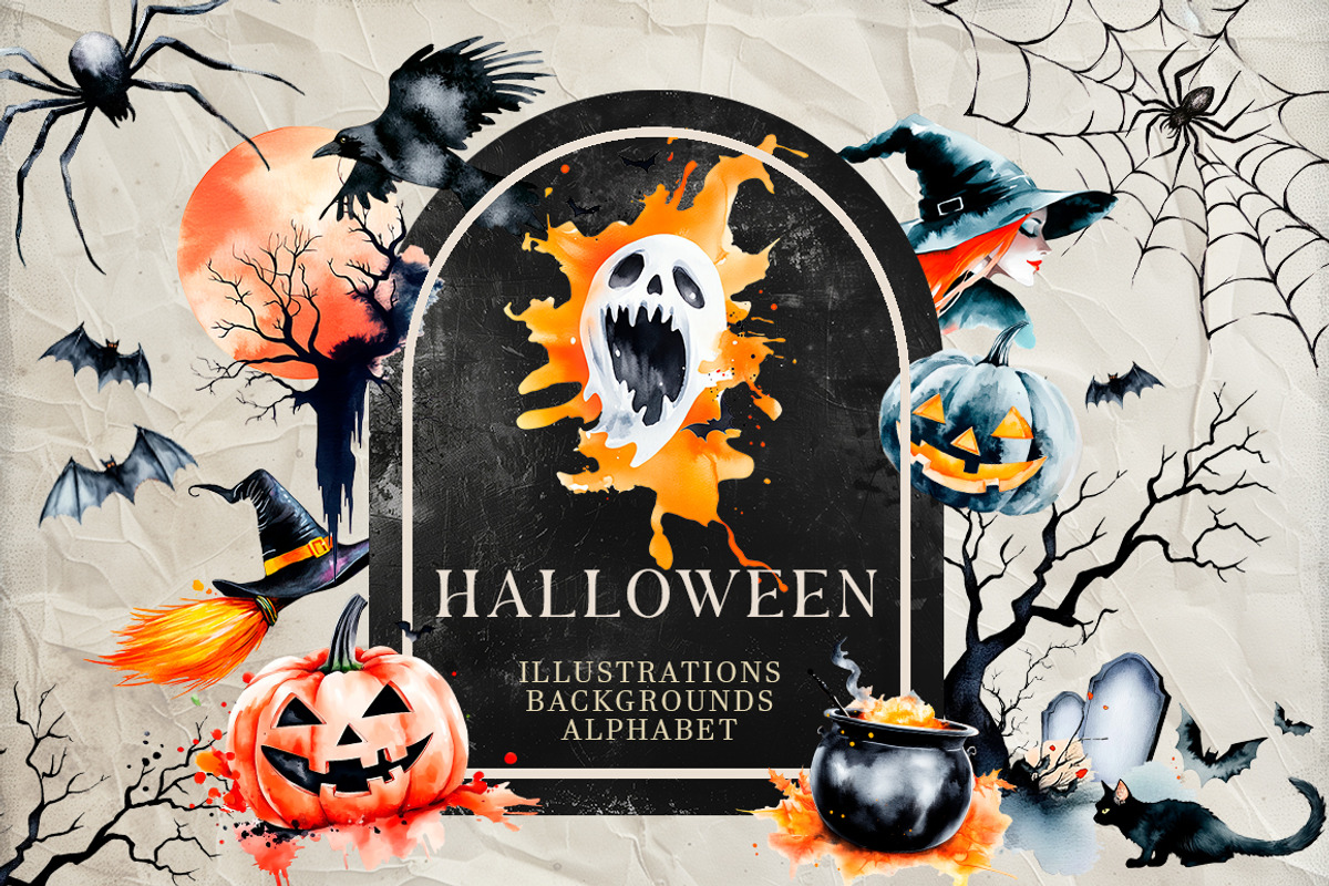 Halloween Illustrations clipart, an Object Graphic by Evgeniia (Photo 1 of 15)