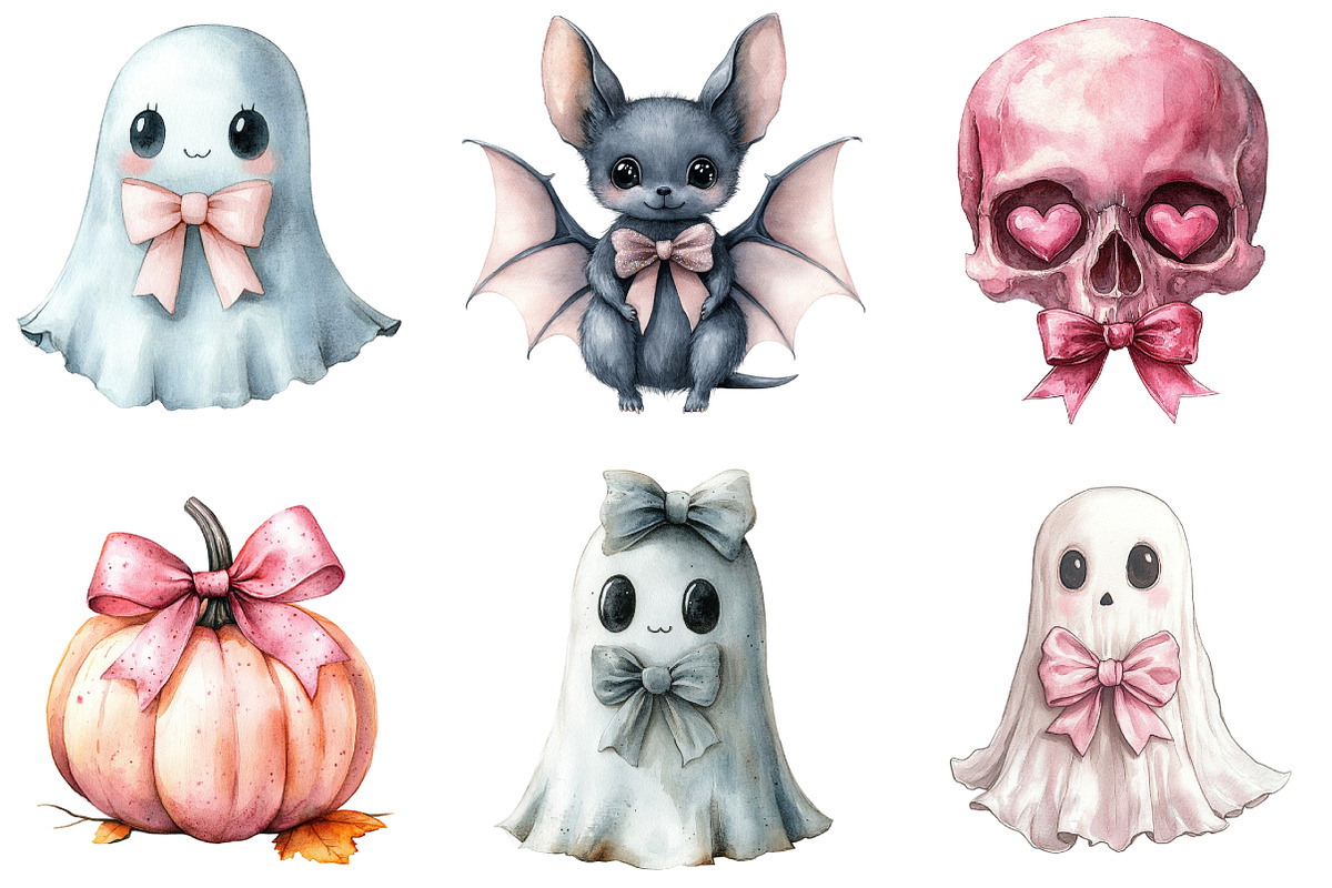 Pink Coquette Bow Halloween Clipart, an Illustration by DreamArtGraphic (Photo 2 of 5)
