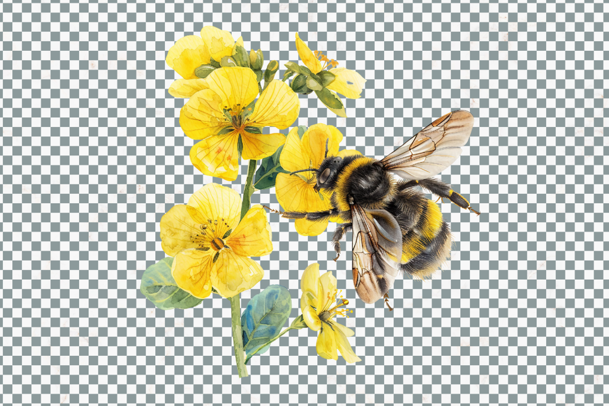 Watercolor Spring Bees and Flowers, an Animal Illustration by Mash Mash Stickers (Photo 8 of 9)