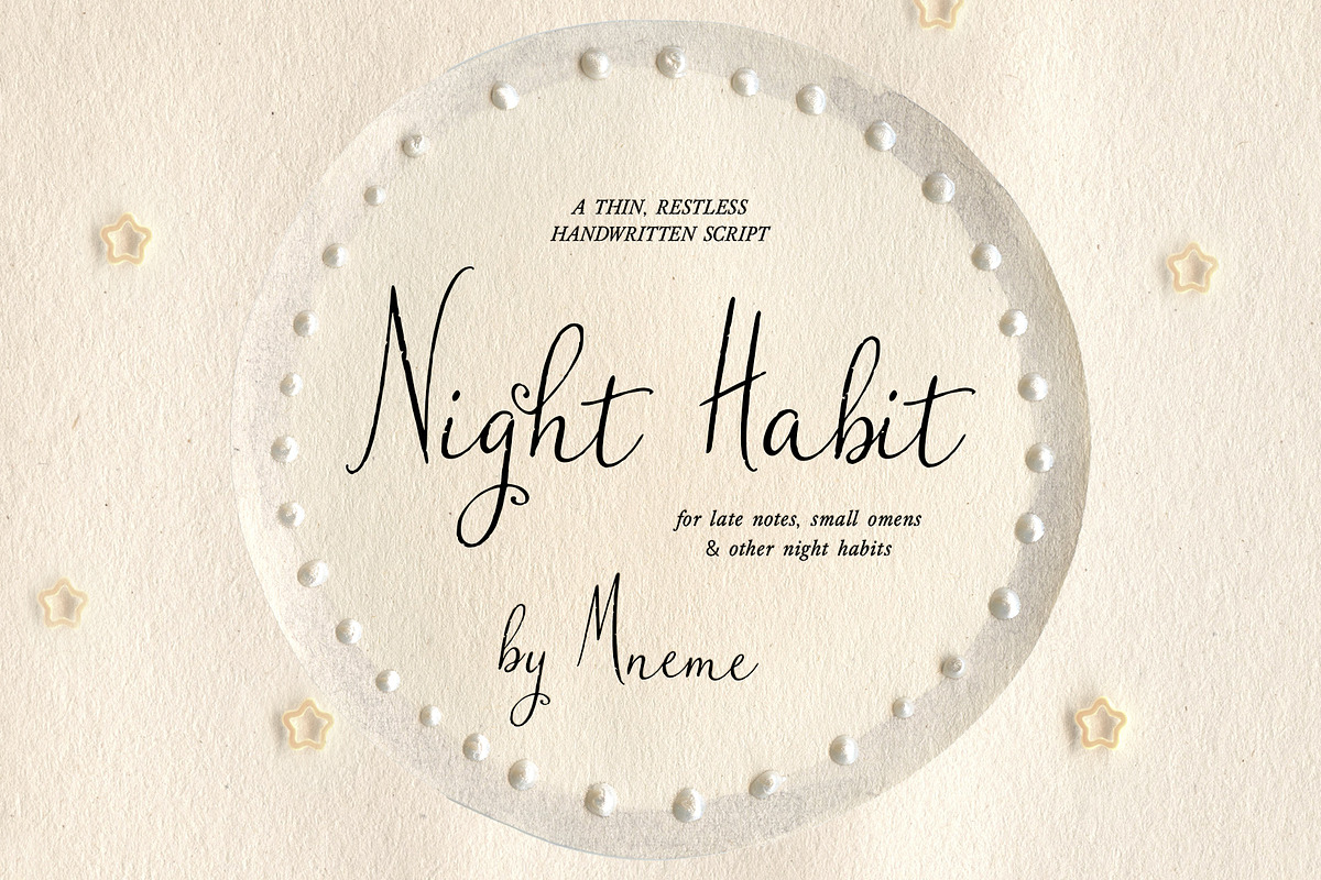 Night Habit Handwritten Script, a Script Font by Mneme (Photo 1 of 7)