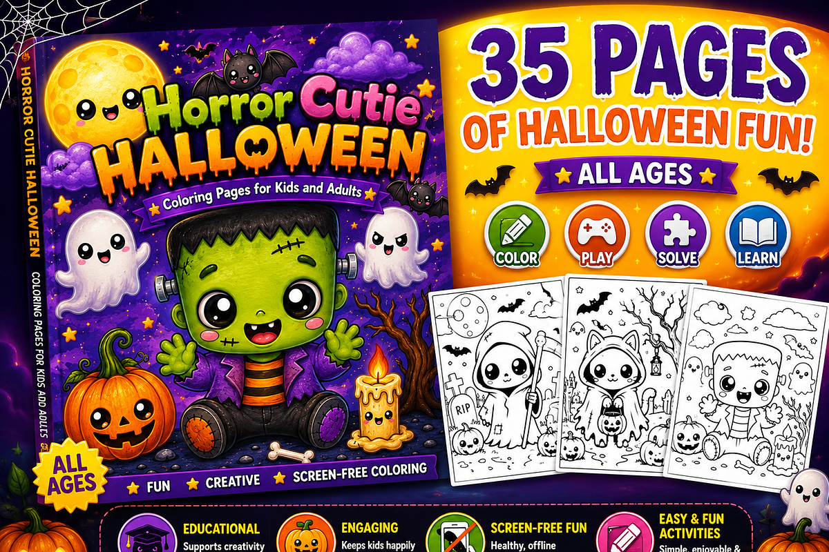 Horror Cutie Halloween Coloring Book, a Seasonal Illustration by Design Home (Photo 2 of 5)