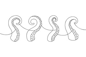 Tentacles line art illustration, an Animal Illustration by GraphiShop