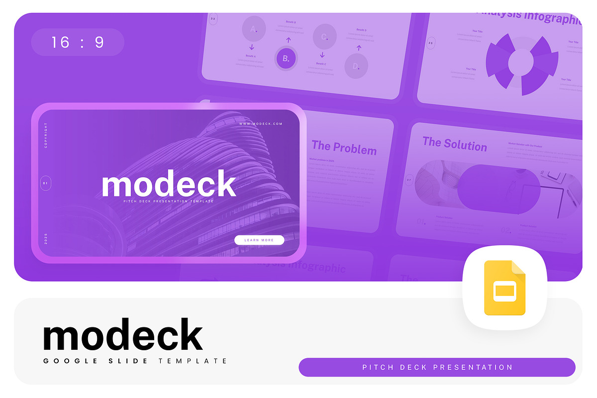 Modeck – Pitch Deck Google Slides, a Presentation Template by Ermedia Studio (Photo 1 of 8)