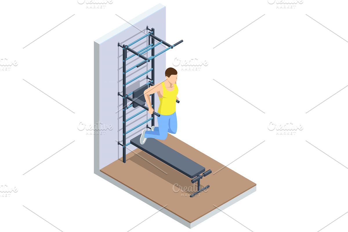 Parallel bar dips. Isometric vector, a Sport Illustration by Golden Sikorka