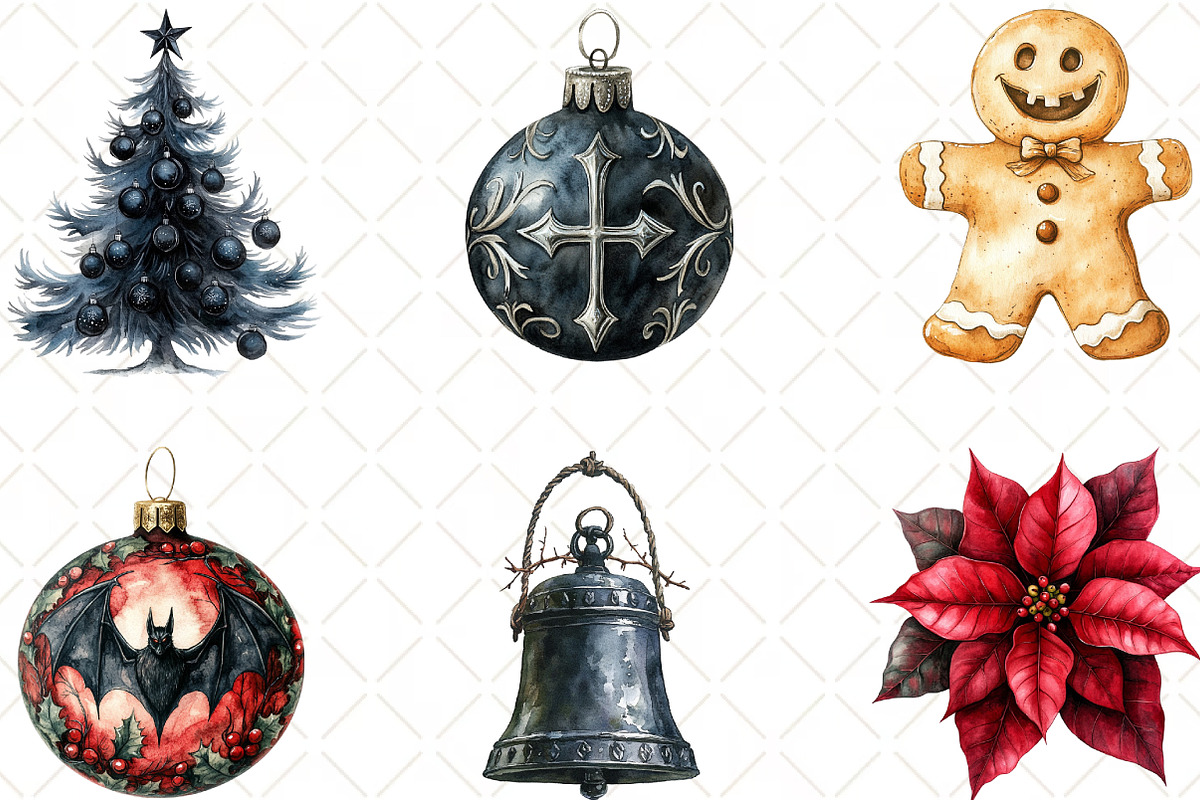 Gothic Christmas Clipart, an Illustration by Black Bird Studio (Photo 5 of 6)
