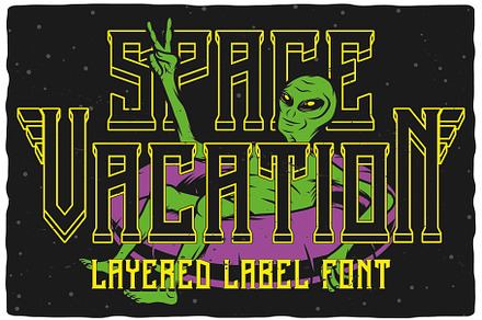 Space Vacation layered font, a Symbol Font by Vozzy Vintage Fonts
