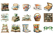 Watercolor Book Lover Clipart, an Illustration by Designking (Thumbnail 2 of 5)