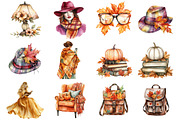 Fall Plaid Bookworm Clipart, a Seasonal Illustration by CitraGraphics (Thumbnail 3 of 6)