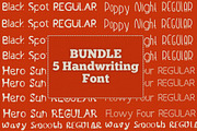 Bundle 5 Font Handwriting, a Handwritten Font by SaStudio (Thumbnail 1 of 11)