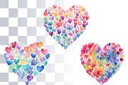 Pastel Hearts Watercolor Clipart PNG, a Decorative Illustration by Loony Dream Designs (Thumbnail 2 of 4)