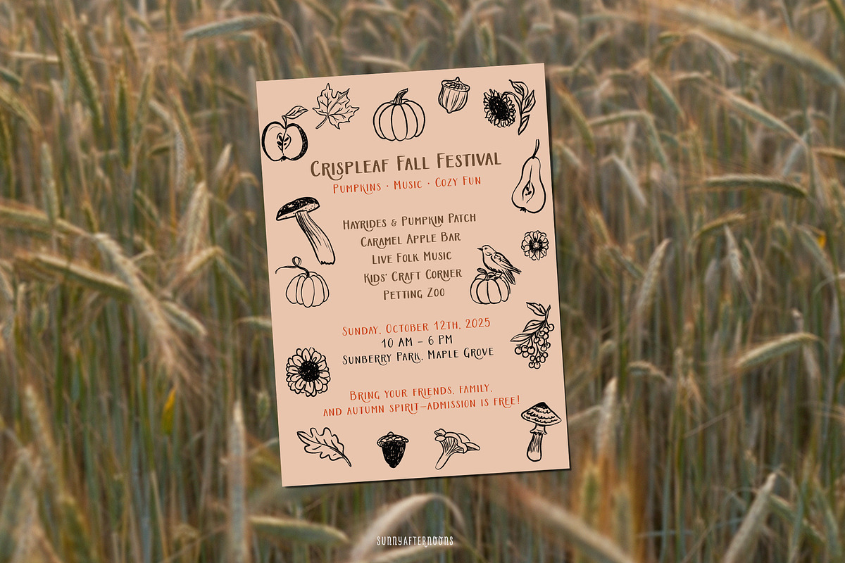 Whimsy Fall Handdrawn Autumnal Icons, a Decorative Illustration by SunnyAfternoons (Photo 10 of 11)
