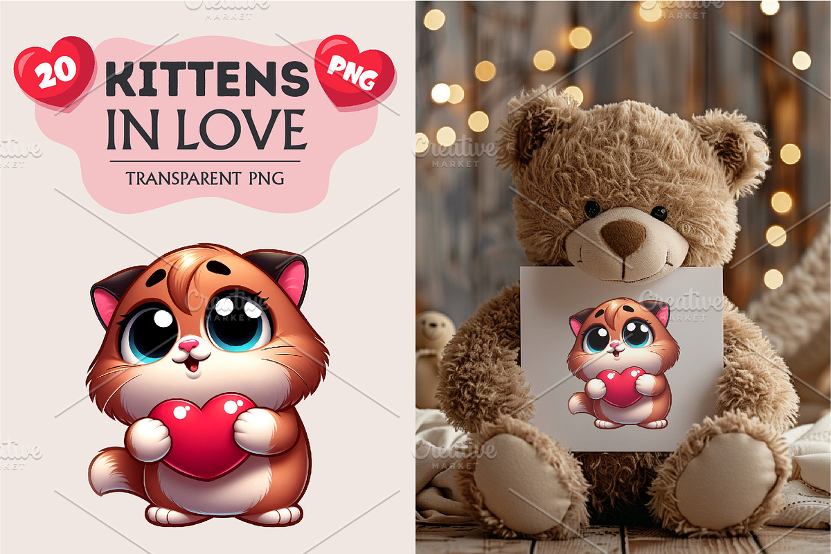 Cartoon cat in love. Valentine's Day, an Animal Illustration by KENO Mascots (Photo 6 of 8)