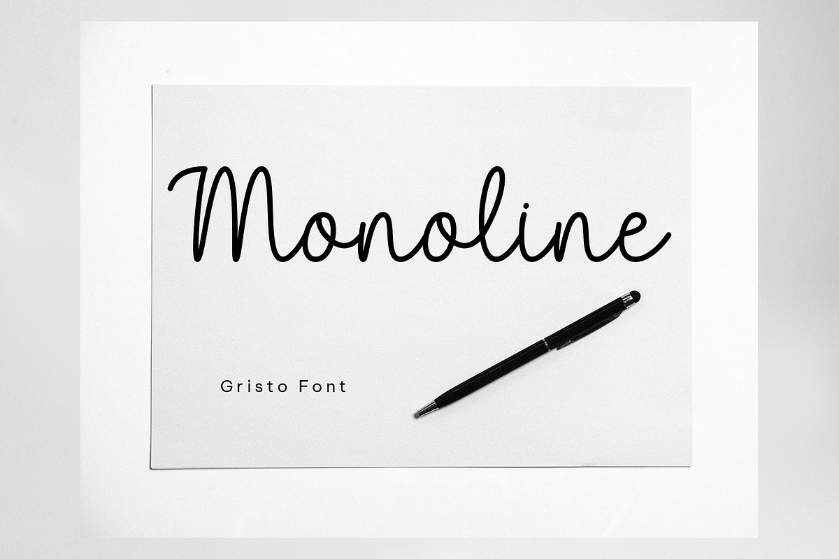 Gristo - monoline font, a Script Font by Fontcastle (Photo 3 of 5)