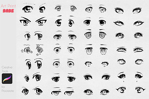 Manga Eye Stamp Cartoon Anime Kawaii