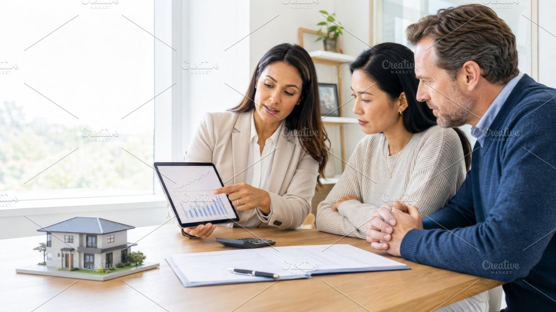 Financial advisors discuss home inve, a Photo by Dvoevnore photos