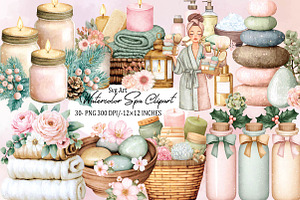 Watercolor Spa Clipart Bundle., an Illustration by SVGArt